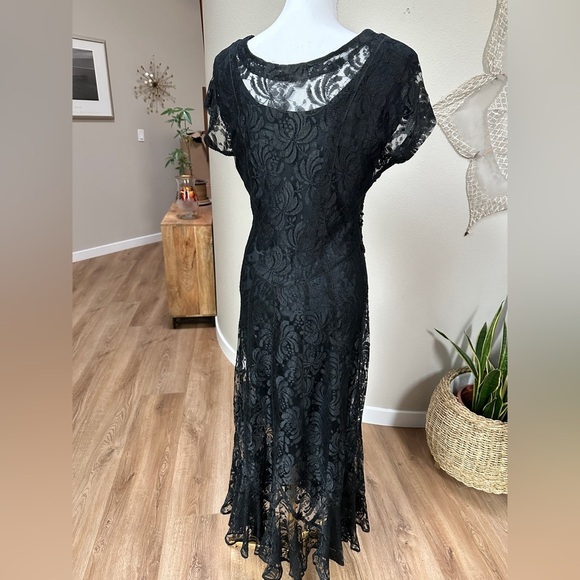 Vintage Jasmine by K.V.M Black Fit and Flare Lace And Beaded Maxi Dress - Picture 5 of 11